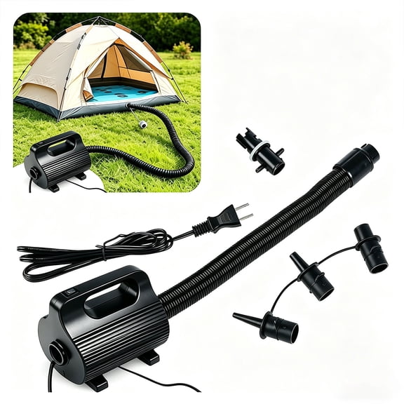 iFCOW 600W Electric Air Pump for Inflatables, Portable Fast Inflate/Deflate with 4 Nozzles for Air Mattress Air Bed Inflatable Cushion Boat Swimming Ring