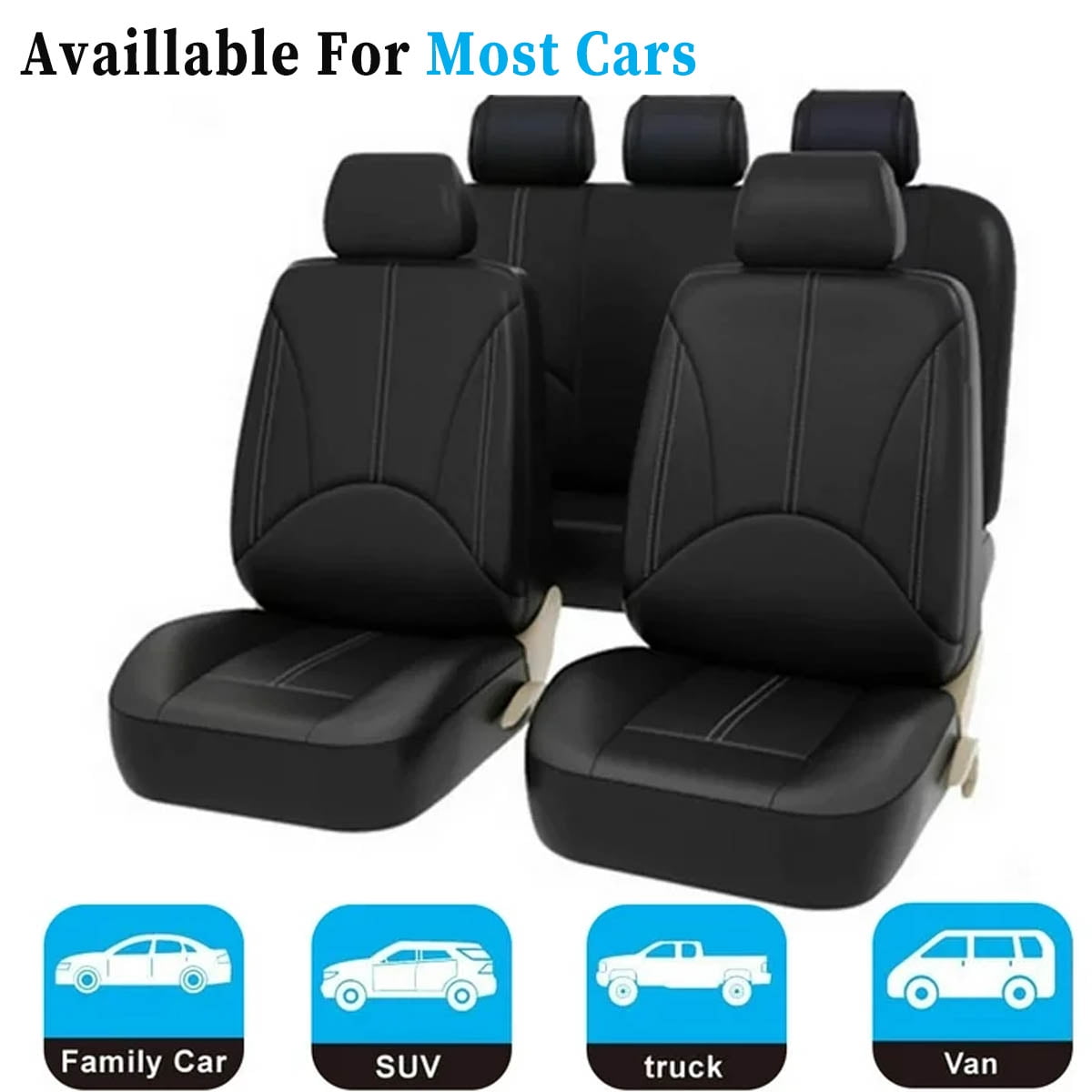 iFCOW Universal PU Leather Car Seat Covers, 9Pcs Full Set for 5 Seats ...