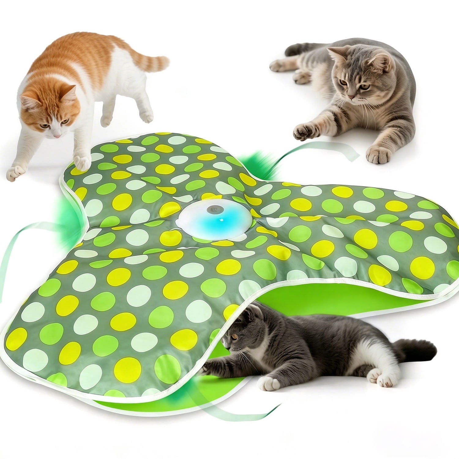 iFCOW Interactive Cat Toys for Indoor Cats Rechargeable, Hide and Seek Interactive Toy with Moving Concealed Feathers, Real Mouse Squeaky, Boredom Relief for Indoor Bored