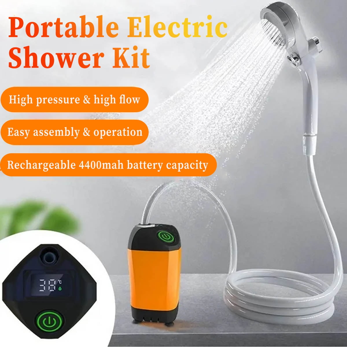 iFCOW Portable Outdoor Shower, Rechargeable Battery 4400 mAh with