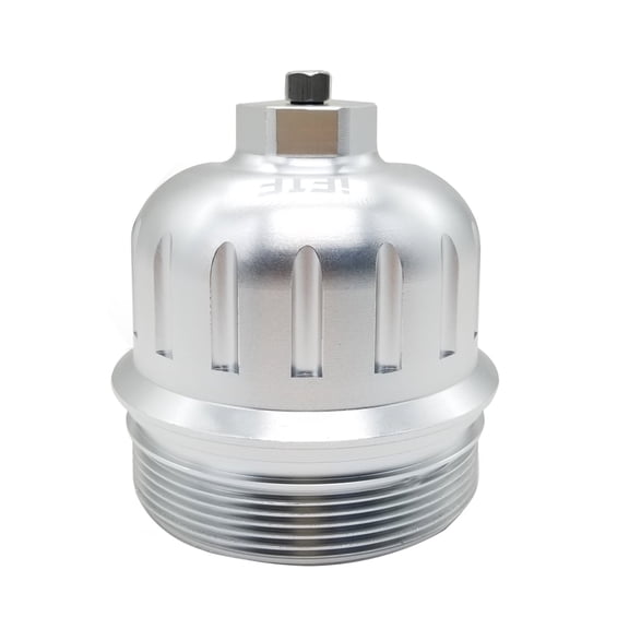 iFJF 134001 Fuel Filter Housing Cap for 2017-2020 GM Duramax 6.6L L5P Chevy Silverado/GMC Sierra 2500HD 3500HD Billet Aluminum with Drain Plug(Silver)