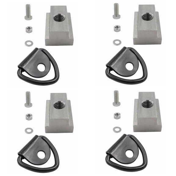 iFJF 4 Sets Tie Down Anchors D-Rings and Bed Deck Rails Cleat T Slot Nuts Deck 3/8" for Toyota Tacoma Tundra Pickup Truck