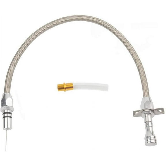 iFJF Flexible Stainless Transmission Dipstick Compatible/Replacement for GM Chevy TH-350/TH-400 Turbo SBC BBC 530mm -Firewall Mount