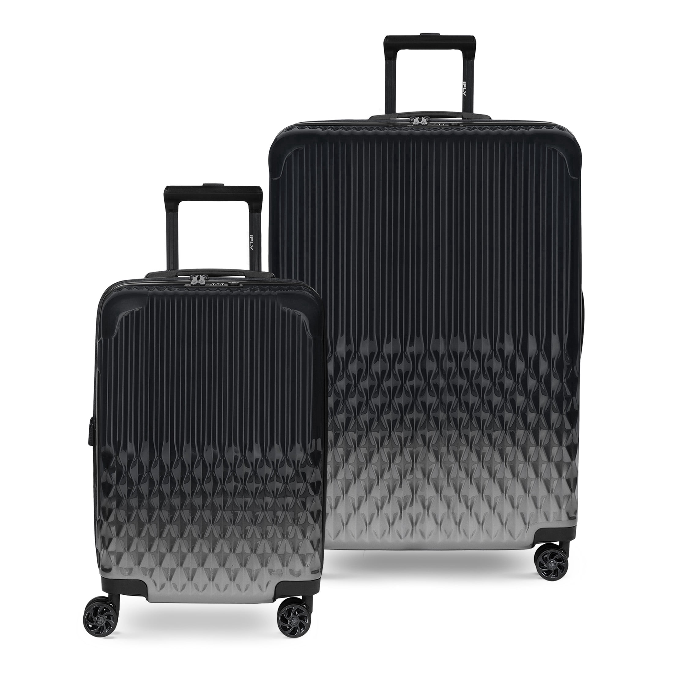 iFLY Elite 2-Piece Expandable Hardside Spinner Luggage Set, with TSA Lock, 20" Carry-on and 28" Checked Luggage, Black
