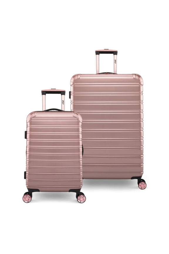 Fibertech 2-Piece Expandable Hardside Spinner Luggage Set – 20" Carry-On & 28" Checked, Rose Gold