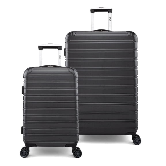iFLY Fibertech 2-Piece Expandable Hardside Spinner Luggage Set – 20" Carry-On & 28" Checked, Black