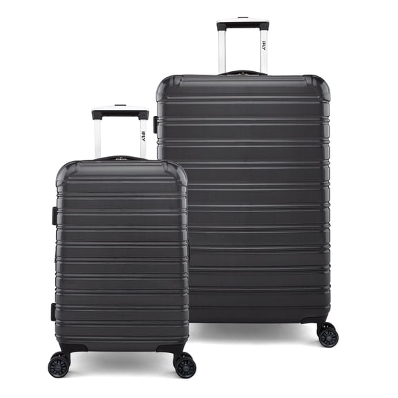 iFLY Fibertech 2-Piece Hardside Luggage Set – 20" Carry-On & 28" Checked Suitcase, Black