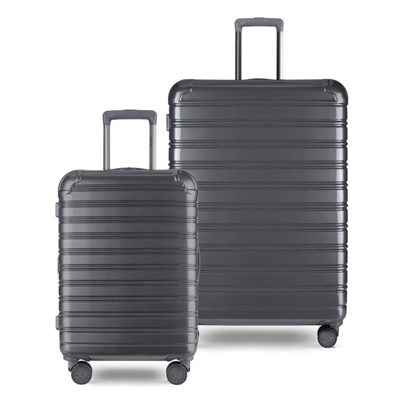 iFLY Hardside Fibertech 3.0 2 Piece Set, 20" Carry-on and 28" Checked Luggage, Gadget Gray