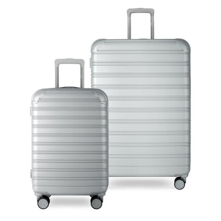 iFLY Fibertech 3.0 Matte Expandable Hardside Spinner 2-Piece Luggage Set, 20" Carry-On & 28" Checked Suitcase, Ash Gray