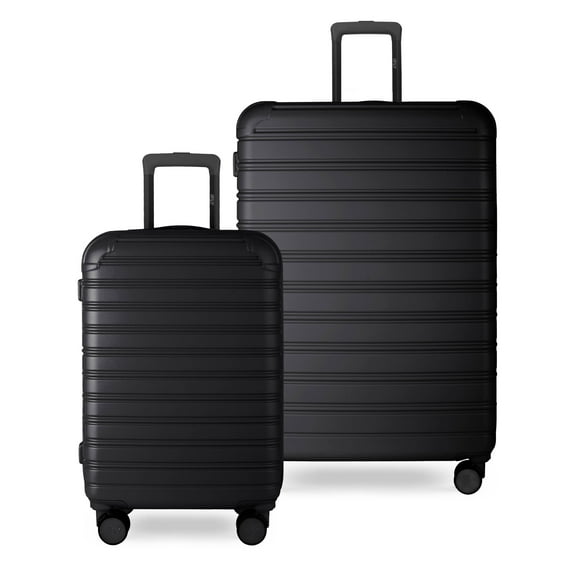 iFLY Hardside Fibertech 3.0 Matte 2 Piece Set, 20" Carry-on and 28" Checked Luggage, Black