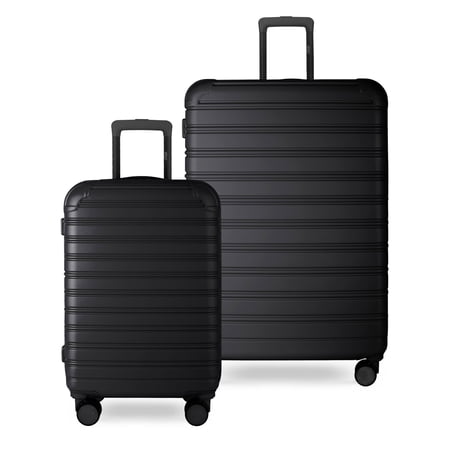 iFLY Fibertech 3.0 Matte Expandable Hardside Spinner 2-Piece Luggage Set, 20" Carry-On & 28" Checked Suitcase, Black