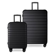 iFLY Fibertech 3.0 Matte Expandable Hardside Spinner 2-Piece Luggage Set, 20 Carry-On & 28 Checked Suitcase, Black