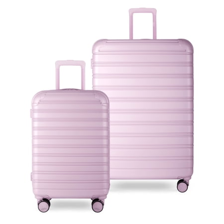 iFLY Fibertech 3.0 Matte Expandable Hardside Spinner 2-Piece Luggage Set, 20" Carry-On & 28" Checked Suitcase, Mauve
