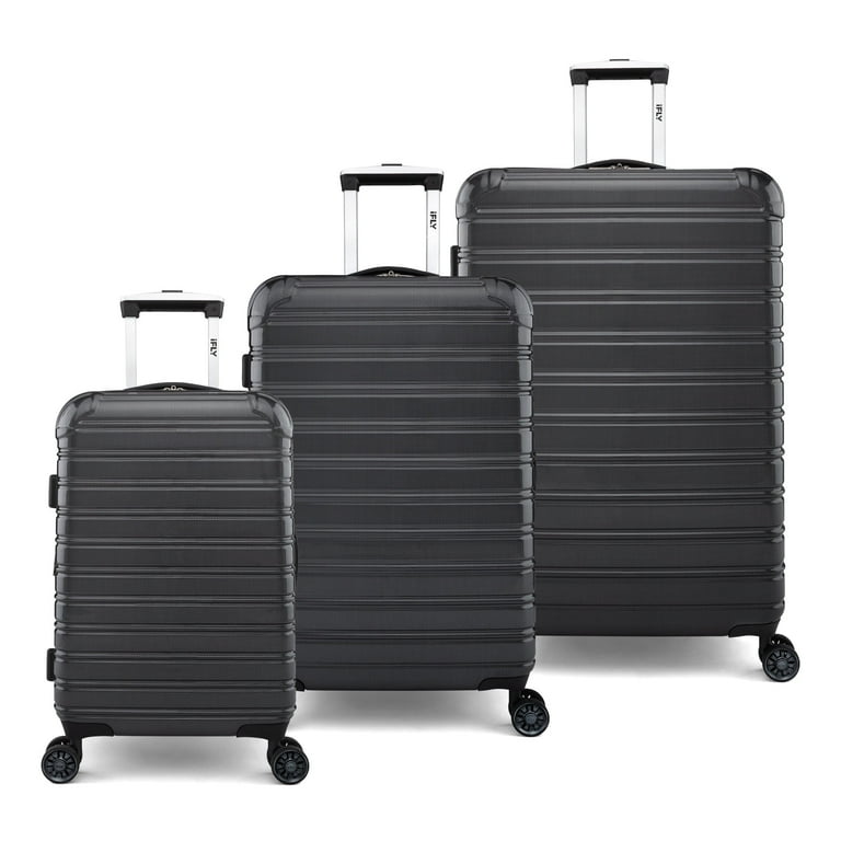 【Euma】Black inc FifryC iFLY Hardside Fibertech 3 Piece Luggage Set, 20