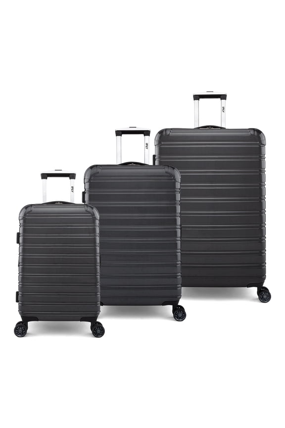 Fibertech 3-Piece Hardside Luggage Set – 20" Carry-On, 24" Medium Checked & 28" Large Checked Suitcases, Black