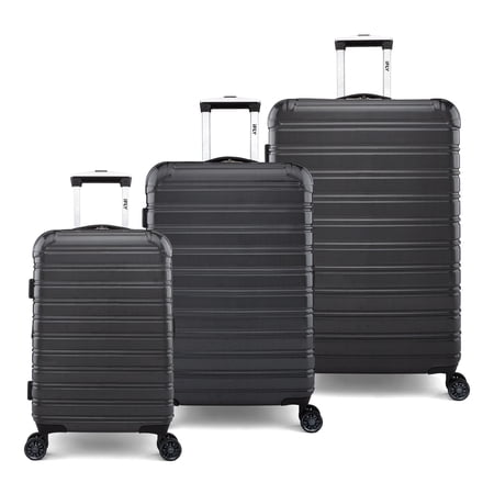 iFLY Fibertech 3-Piece Expandable Hardside Spinner Luggage Set – 20" Carry-On, 24" & 28" Checked, Black