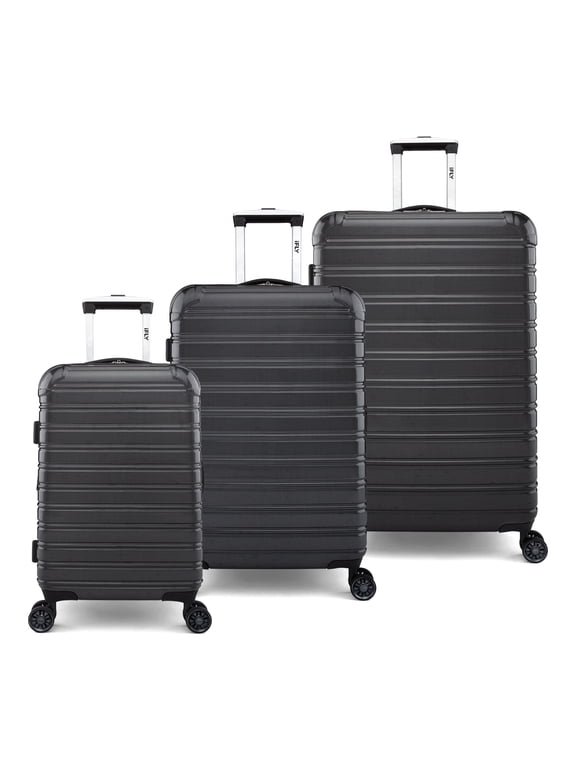 Fibertech 3-Piece Expandable Hardside Spinner Luggage Set – 20" Carry-On, 24" & 28" Checked, Black