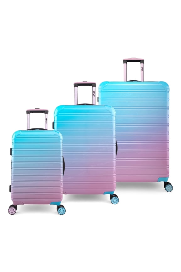 Fibertech 3-Piece Hardside Luggage Set – 20" Carry-On, 24" Medium Checked & 28" Large Checked Suitcases, Cotton Candy