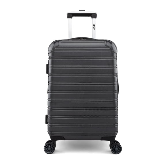 iFLY Fibertech 20" Hardside Carry-on Suitcase – Expandable Spinner Luggage for Travel, Black