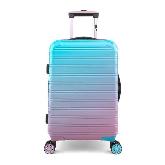 iFLY Fibertech 20" Hardside Carry-On Suitcase – Expandable Spinner Luggage for Travel, Cotton Candy
