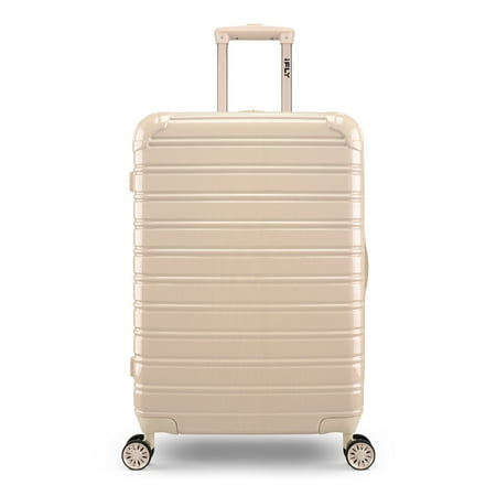 iFLY Hardside Fibertech Luggage 24" Checked Expandable Spinner Luggage for Travel, Champagne