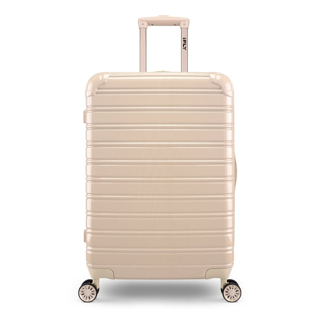 iFLY Hardside Fibertech Luggage 24" Checked Expandable Spinner Luggage for Travel, Champagne