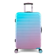 iFLY Fibertech 24 Medium Checked Suitcase   Hardside Expandable Spinner Luggage for Travel, Cotton Candy