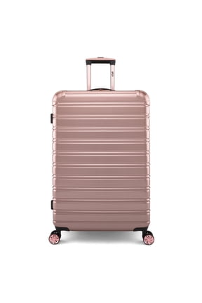Fibertech 28" Large Checked Suitcase – Hardside Expandable Spinner Luggage for Travel, Rose Gold