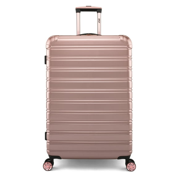 iFLY Hardside Fibertech Luggage 28" Checked Expandable Spinner Luggage for Travel, Rose Gold
