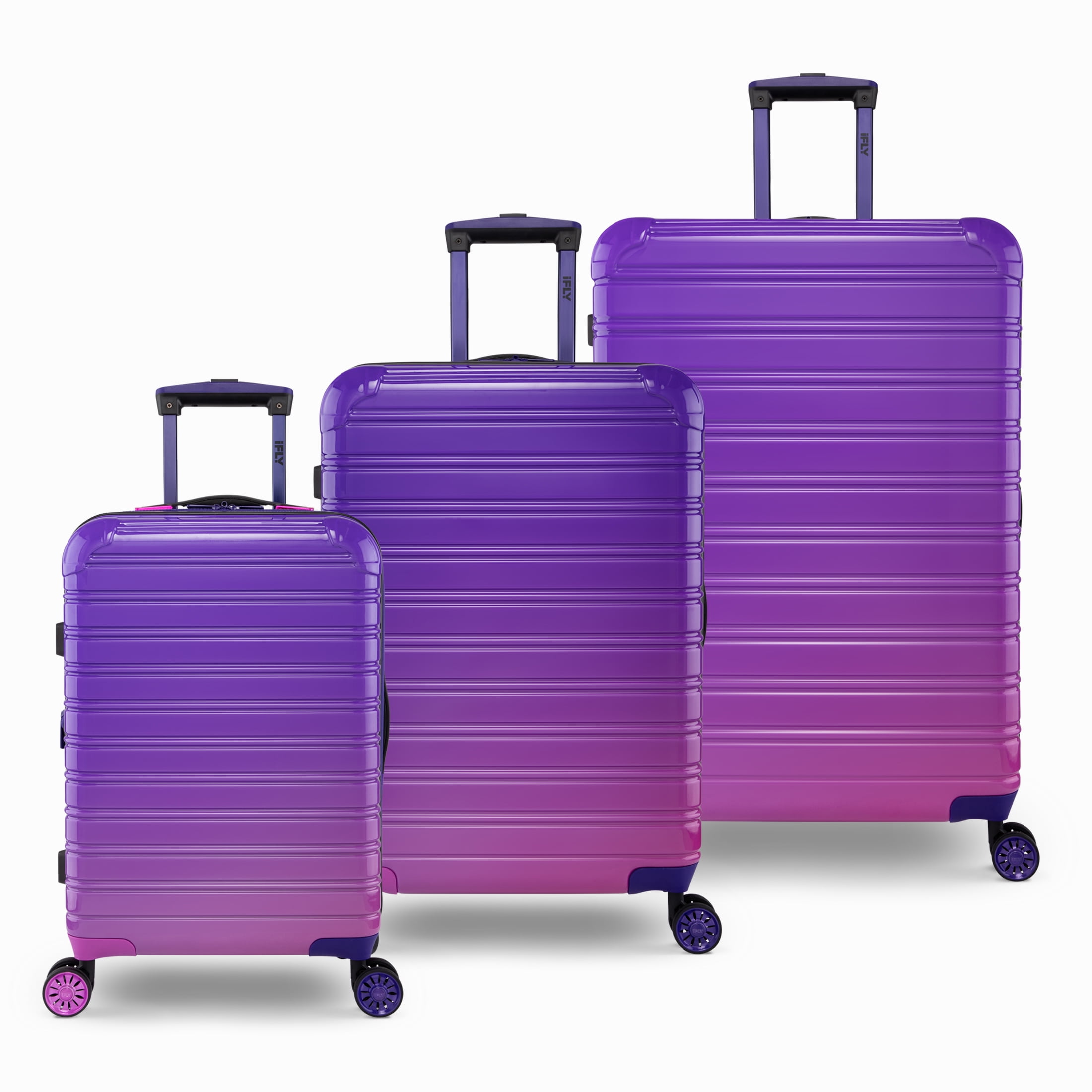 iFLY Hardside Luggage Fibertech 3 Piece Set with Double Spinner Wheels ...