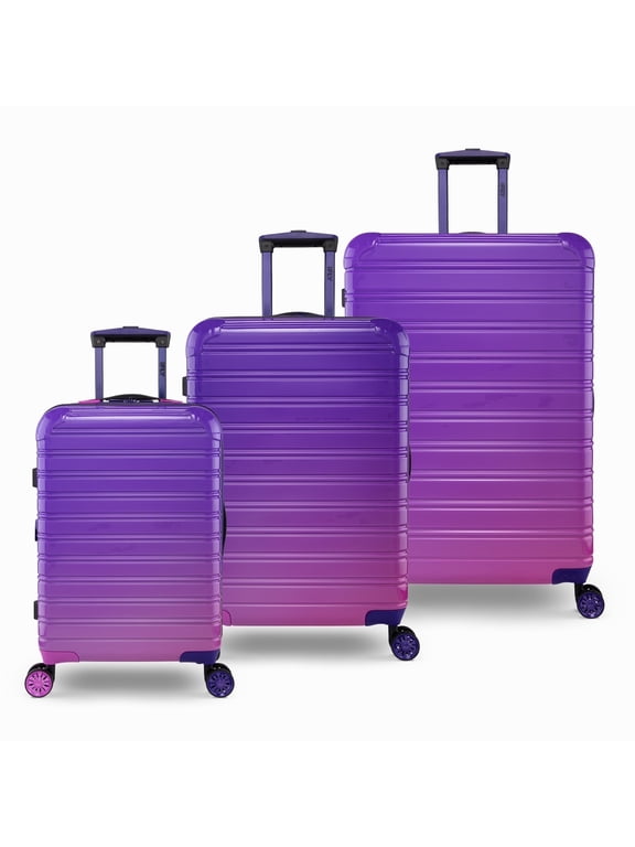 Fibertech 3-Piece Expandable Hardside Spinner Luggage Set – 20" Carry-On, 24" & 28" Checked, Midnight Berry