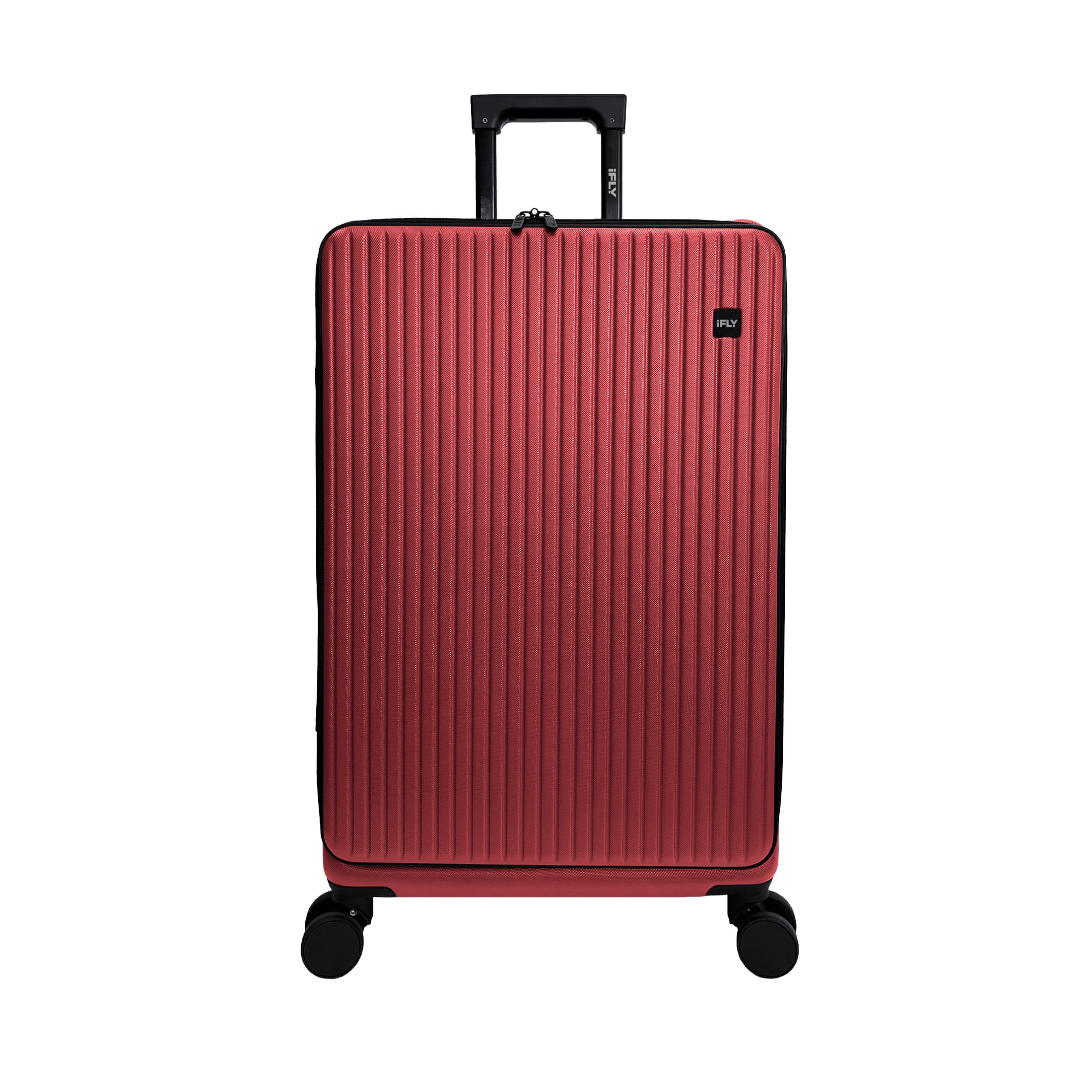 iFLY Quantum 24" Expandable Medium Checked Hardside Top-Opening Luggage, Burgundy