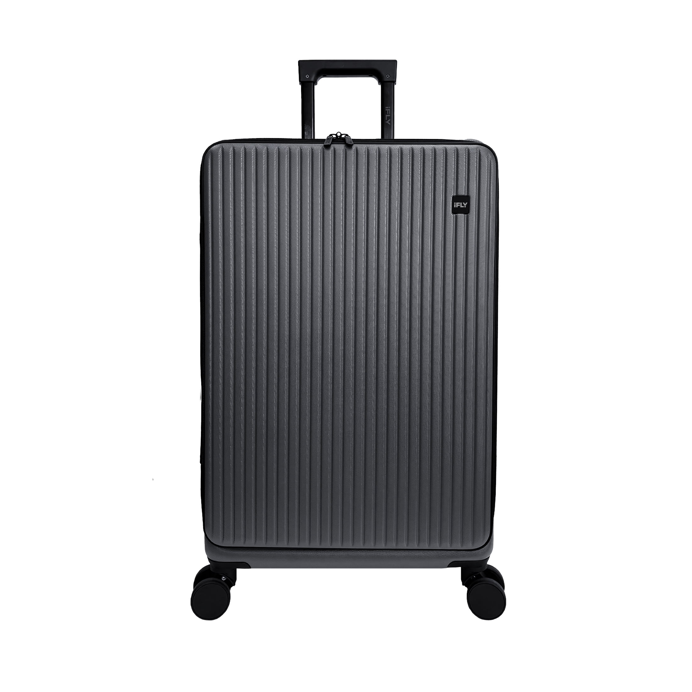 iFLY Quantum 24" Expandable Medium Checked Hardside Top-Opening Luggage, Charcoal