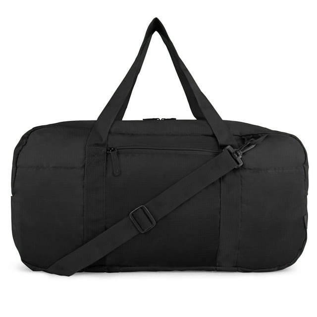 iFLY Large 50L Packable Travel Duffel Bag with Adjustable Strap, Black