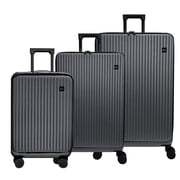 iFLY Quantum 3-Piece Expandable Hardside Spinner Luggage Set , 20" Carry-on, 24 and 28" Checked Luggage, Charcoal