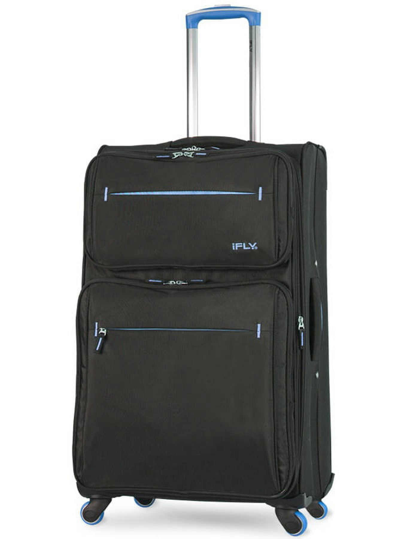 iFLY Soft Sided Luggage Accent 28, Black and Blue
