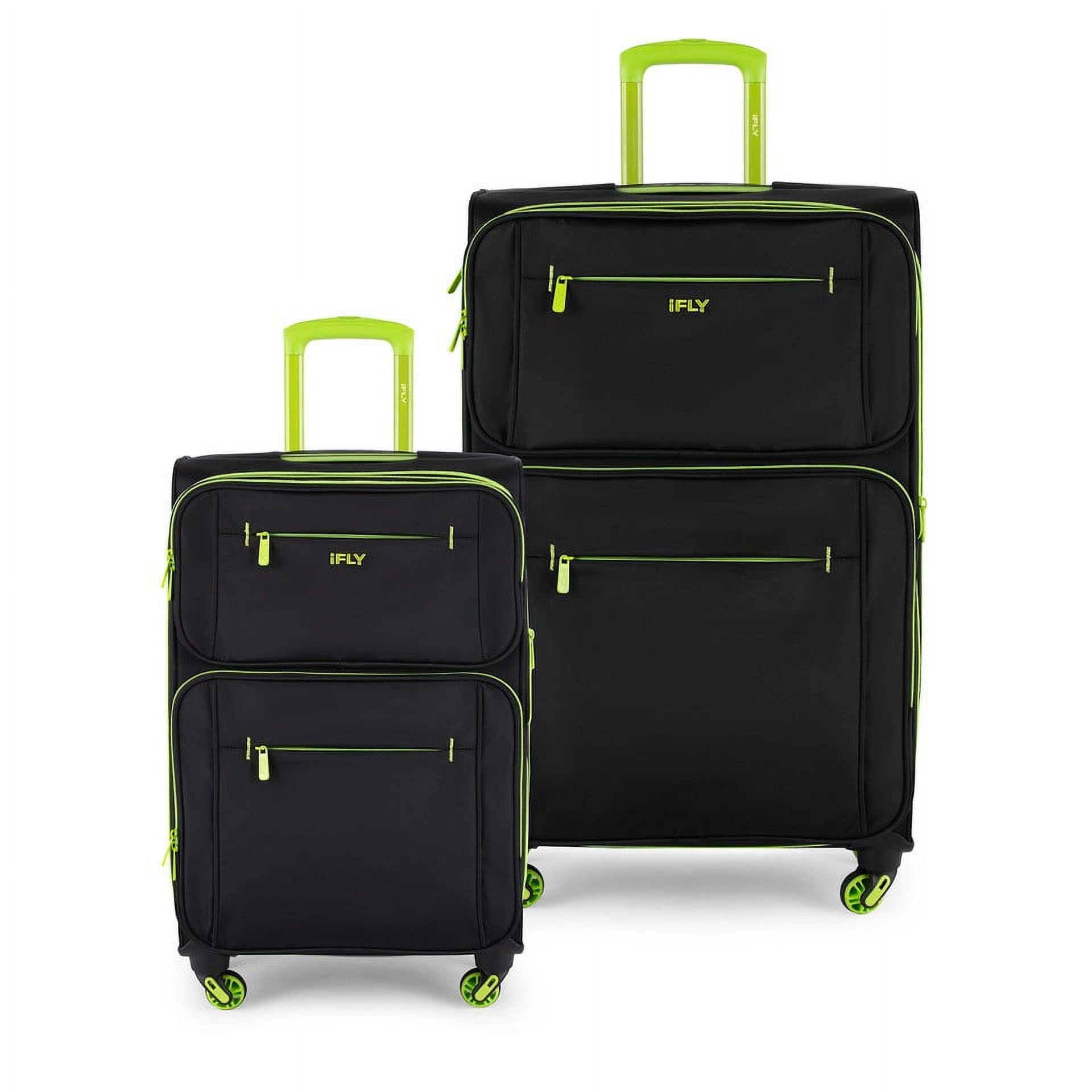 "iFLY Softside Accent 2Pc Set, 20"" CarryOn & 28"" Suitcase, Black