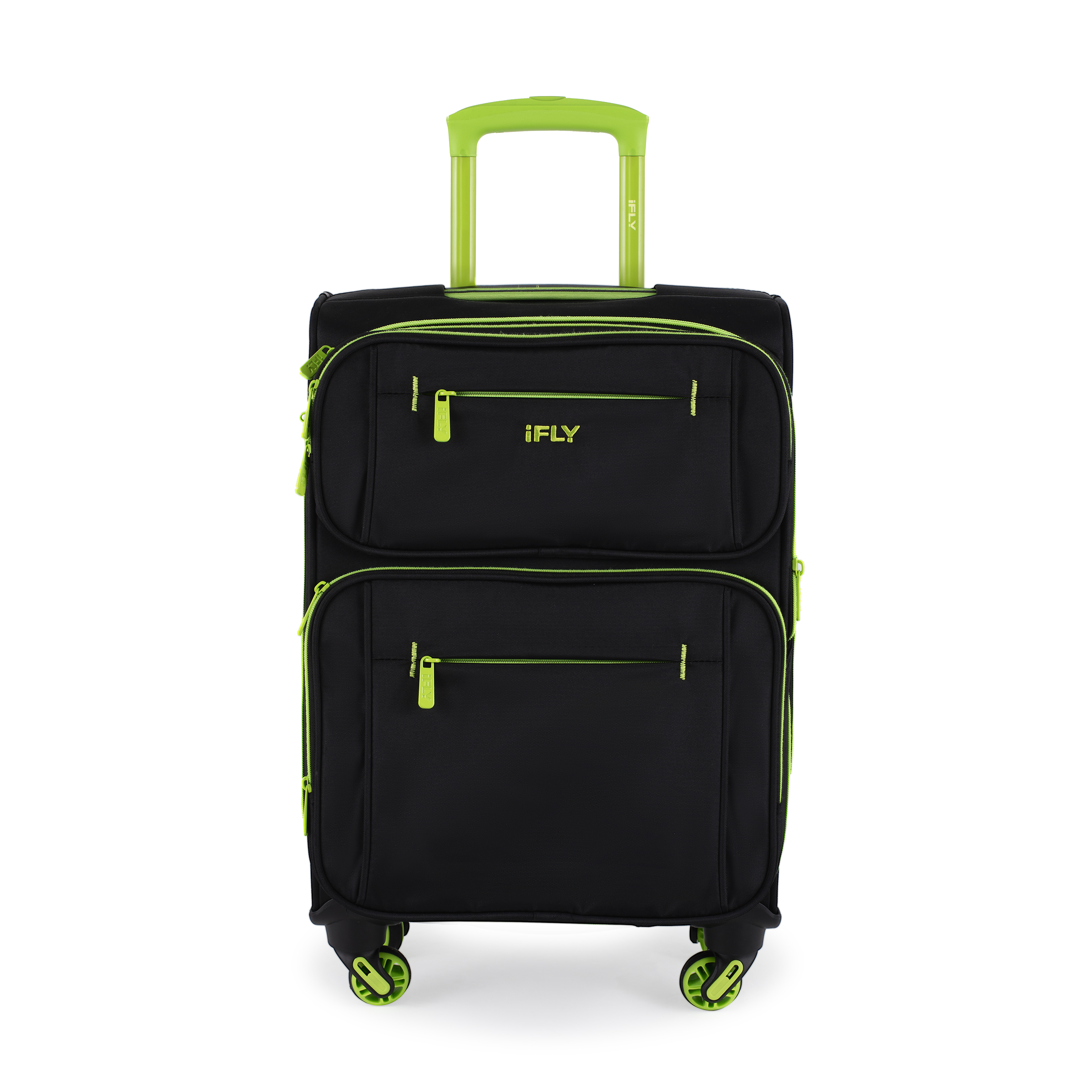 Ifly Softside Accent 20 inch Carry-on Luggage, Black/Lime Green