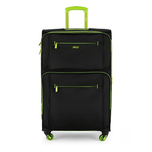 iFLY Softside Accent 28" Checked Luggage, Black/Lime Green