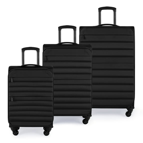 iFLY Softside Fibertech 3-Piece Luggage Set, 20" Carry-on, 24" Checked and 28" Checked Luggage, Black