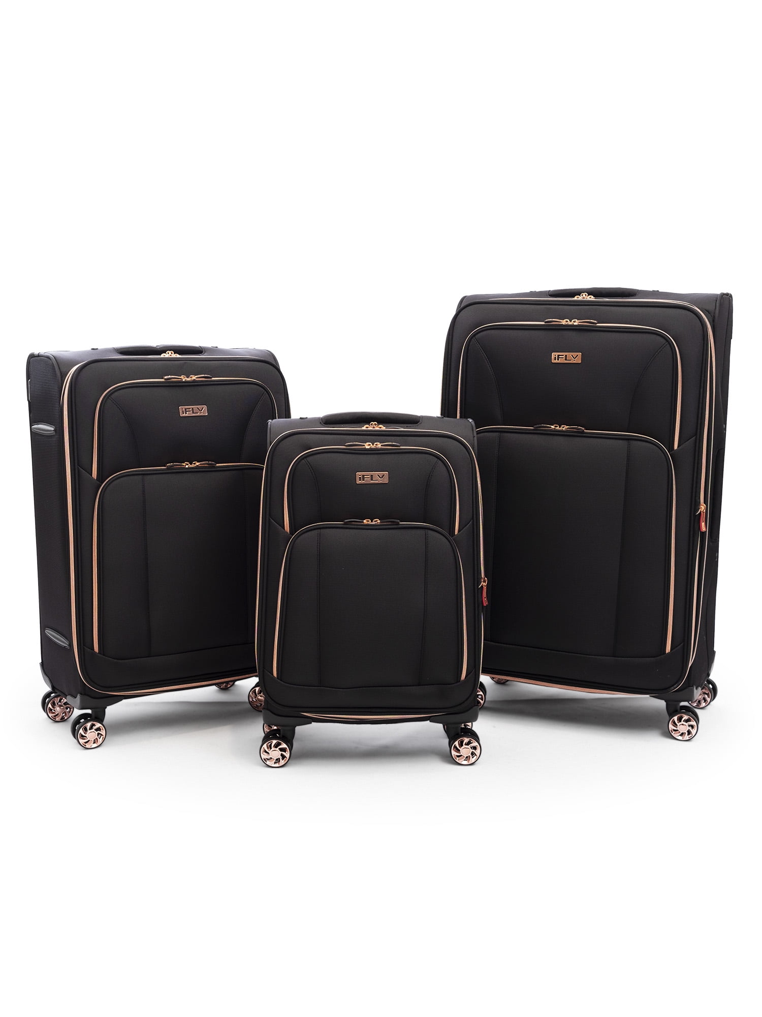 Black and cheap gold luggage set
