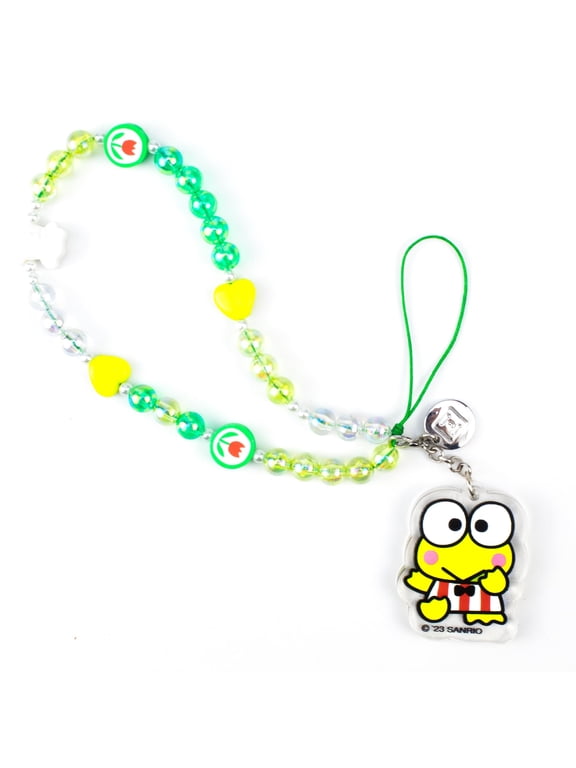 Hello Kitty & Friends Beaded Wristlet Phone Charm Strap – Universal Cute Wrist Chain Lanyard – Keroppi