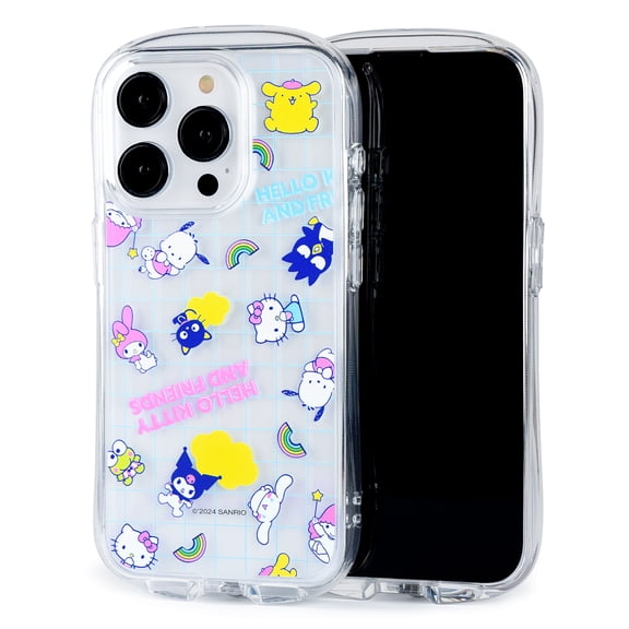 iFace Hello Kitty and Friends Clear Compatible with iPhone 15 Case [Look in] Drop Tested Hybrid Cell Phone Grip Cover  Over The Rainbow