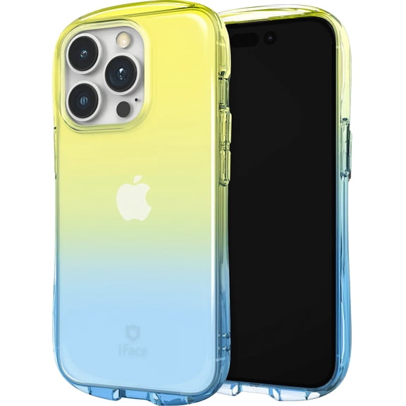 iFace Look In Lolly (Apple iPhone 14 Pro Max) Shockproof Transparent Gradient Color Hard Phone Case for Girls Women Adults - Lemon Sapphire
