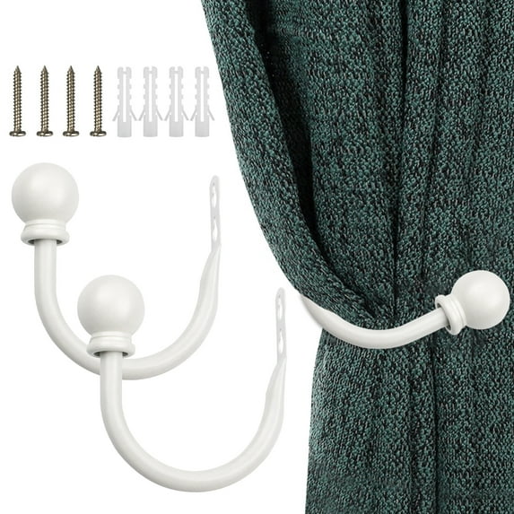 2 Pcs Curtain Holdbacks Metal Tie Backs Curtain Holders for Wall Decorative Curtain Holdback U Shaped Curtain Hooks Holder with Screws for Home Accessories