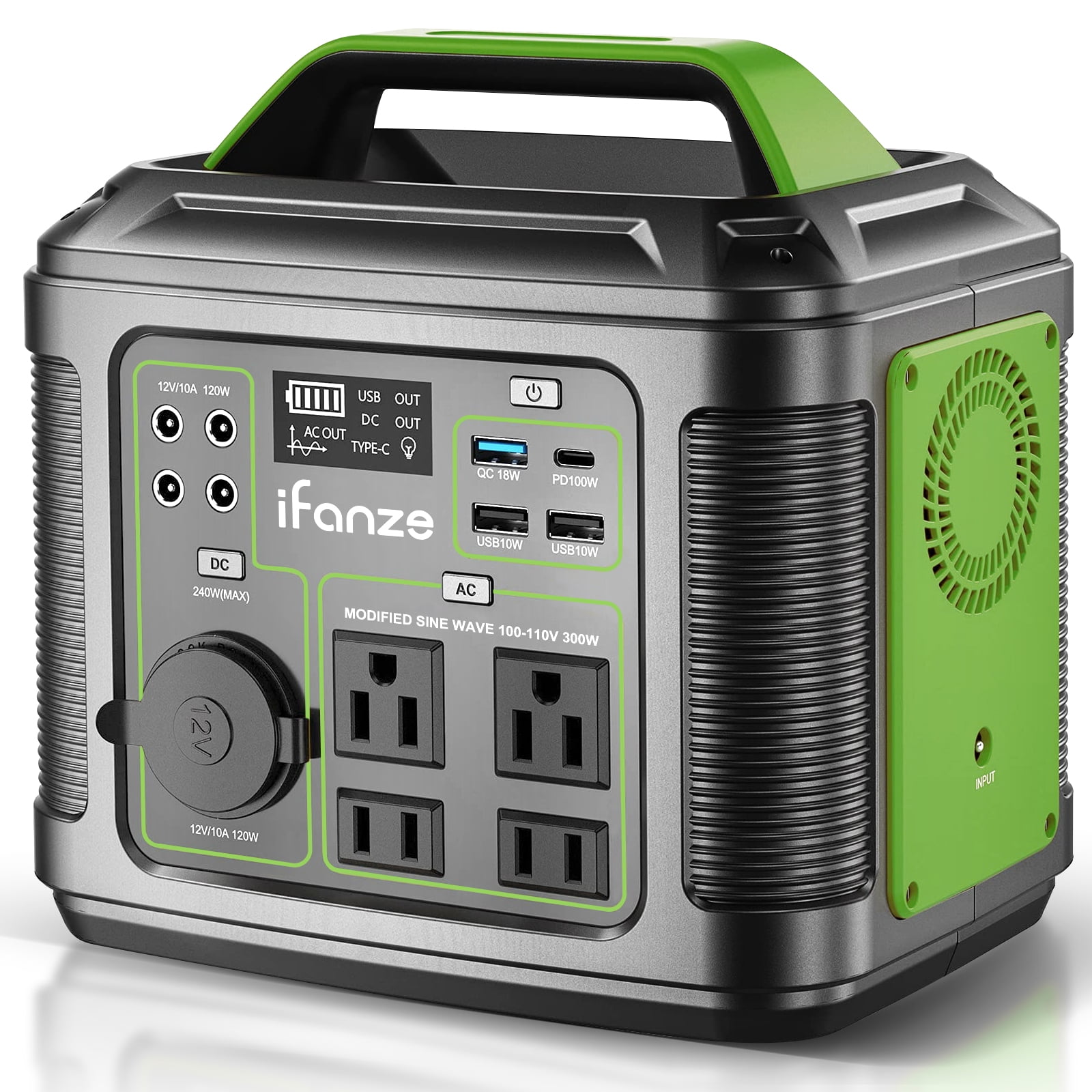 iFanze 300W Portable Power Station, 296Wh 80000mAh Outdoor Solar Generator  Quick Charge 110V AC DC Ports for Home Backup, Outdoor RV Camping
