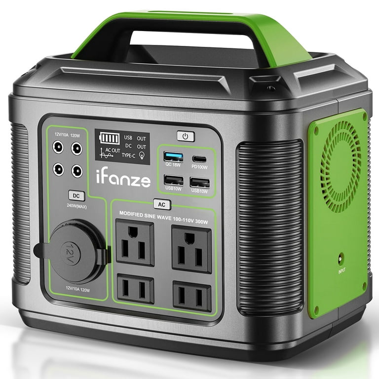 iFanze 300W Portable Power Station, 296Wh 80000mAh Outdoor Solar Generator  Quick Charge 110V AC DC Ports for Home Backup, Outdoor RV Camping,  Emergency Lithium Battery Outages,Black(No Solar Panel) 