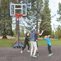 iFanze 44" Portable Basketball Hoop System, 4.4-10 ft Height Adjustable Basketball Goal System with Wheels and Shatterproof Backboard and Large Base for Adults Kids Outdoor Indoor Court