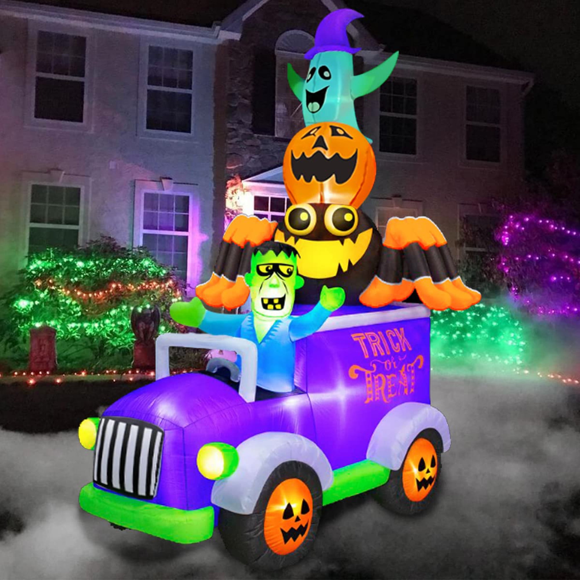 iFanze 8FT Halloween Inflatables Decor Frankenstein Driving A Car with
