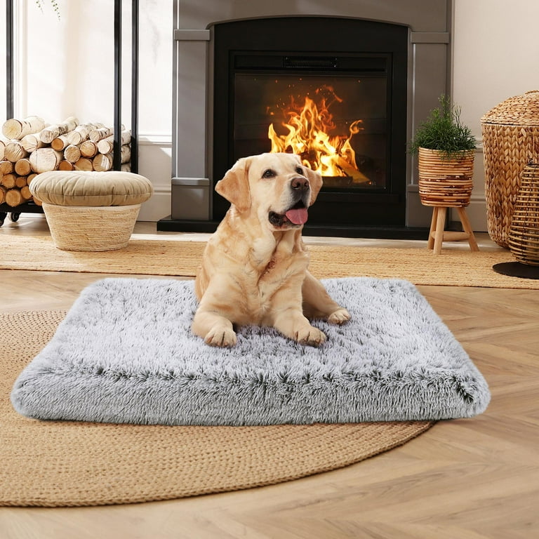 Qunler Dog Bed for Large Dogs Washable Egg Crate Memory Foam Orthopedic Cozy Soft Long Plush Calming Pet Bed for Large Medium Size Dogs Crate 36